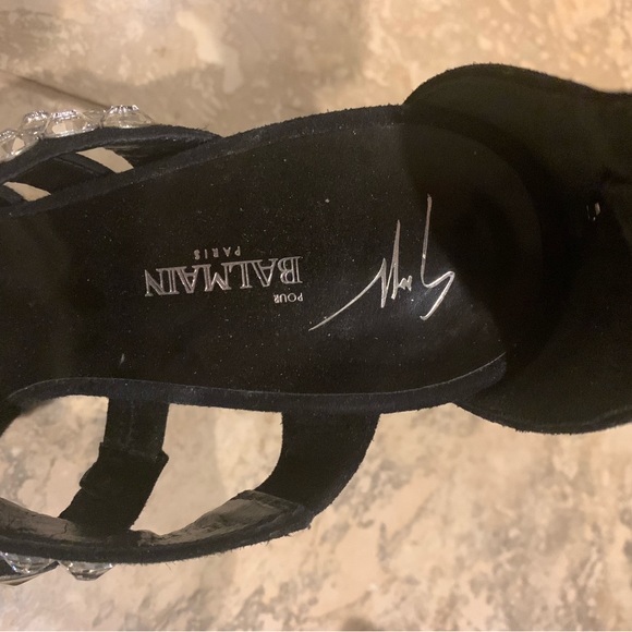 Balmain crystal and stud embellished suede leather heels - Picture 7 of 10